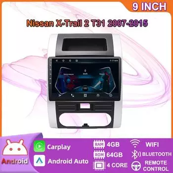 Android Carplay для Nissan X-trail 2 T31 2007-2015, автомобильный радиоприемник, мультимедийный видеоплеер, GPS-навигация, WIFI, 4 + 64 ГБ 2+32GB