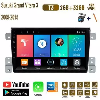 Android Carplay для Suzuki Grand Vitara 3 2005-2015, автомобильный радиоприемник, мультимедийный видеоплеер, GPS-навигация, Wi-Fi, 2 + 32 ГБ 1+16GB