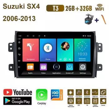 Android Carplay для Suzuki SX4 2006-2013 Fiat Sedici 2005-2014 Автомобильный радиоприемник Мультимедийный видеоплеер GPS-навигация WIFI 2 + 32 ГБ 1+16GB