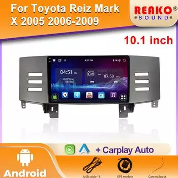 Android Carplay для Toyota Reiz Mark X 2005 2006-2009 Мультимедийный автомобильный плеер ТВ Навигационный экран GPS Стерео Радио DVD 2Din 4 core 1GB+32GB carplay