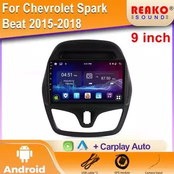 Android для Chevrolet Spark Beat 2015-2018 Авто Беспроводной Carplay Автомобильный Радио Мультимедийный Плеер Навигация GPS Bluetooth WIFI 4 core 1GB+32GB carplay