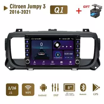 Android для Citroen Jumpy 3 Space Tourer 2016-2021 с кнопочной ручкой, автомобильный радиоприемник, GPS-навигатор, плеер 1 + 16 ГБ