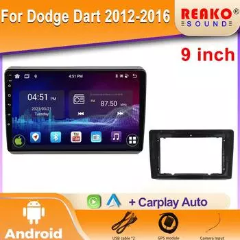 Android для Dodge Dart 2012 - 2016 Автомобильный радиоприемник Мультимедийная система проигрыватель Стерео Авто Bluetooth CarPlay Экран 4 core 1GB+32GB carplay