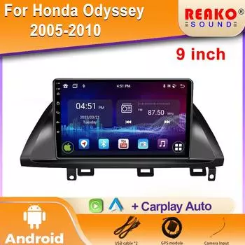 Android для Honda Odyssey 2005-2010 Автомобильное радио Мультимедиа GPS Навигация Беспроводной Carplay 2 Din Экран Стерео 4G Головное Устройство 4 core 1GB+32GB carplay