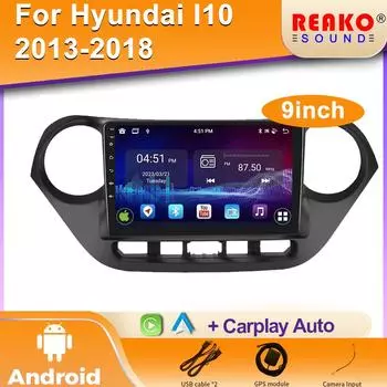 Android для Hyundai i10 2013 - 2017 с левым рулем, автомобильное радио, мультимедиа, видео, GPS-навигация, Carplay Auto 5G, задняя камера 4 core 1GB+32GB carplay