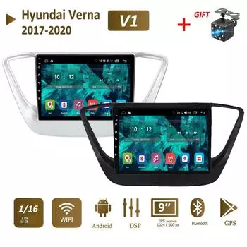 Android для Hyundai Solaris 2 Verna 2017-2020 автомобильное радио Navigaion GPS мультимедийный видеоплеер 2din головное устройство 1 + 16 ГБ чёрный