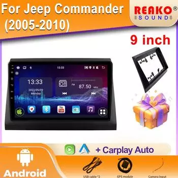 Android для Jeep Commander (2005-2010) Автомобильный радиоприемник DSP GPS Мультимедиа Видеоплеер Беспроводной CarPlay Android Auto 2din Стерео 4 core 1GB+32GB carplay