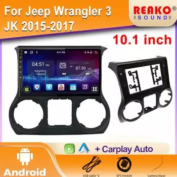 Android для Jeep Wrangler 3 JK 2015-2017 IPS экран автомобильный мультимедийный радиоприемник видеоплеер GPS навигация CarPlay Autoradio DSP 4 core 1GB+32GB carplay