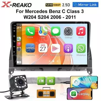 Android для Mercedes Benz C Class 3 W204 S204 2006-2011 CarPlay Автомобильный радиоприемник Мультимедийный видеоплеер GPS DSP 1+32 12D