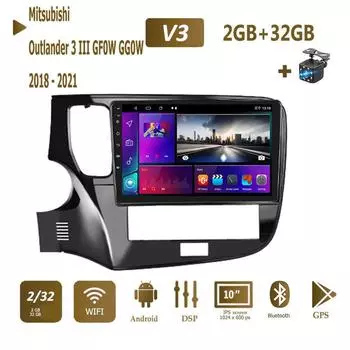 Android для Mitsubishi Outlander 3 III GF0W GG0W 2018-2021 Автомобильный радиоприемник Мультимидиальный видеоплеер Carplay GPS-навигация Стерео 2Din 1 + 16 ГБ 1+16GB