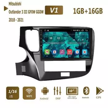 Android для Mitsubishi Outlander 3 III GF0W GG0W 2018-2021 Автомобильный радиоприемник Мультимидиальный видеоплеер GPS-навигация Стерео 2Din 1 + 16 ГБ