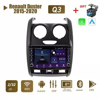 Android для Renault Duster 2015-2020 с кнопочной ручкой, автомобильный CarPlay, радио, видео, мультимедиа, GPS-плеер, 2 + 32 ГБ 1+16GB