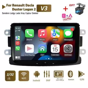 Android для Renault Logan Dacia Duster Sandero Captur Lada Xray 2 автомобильный мультимедийный плеер Carplay Bluetooth GPS RDS Radio Stere 7 Inch,1+32GB