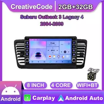 Android для Subaru Outback 3 Legacy 4 2004-2009 с кнопочной ручкой, автомобильный CarPlay, радио, видео, мультимедиа, GPS-плеер, 2 + 32 ГБ 2+32GB