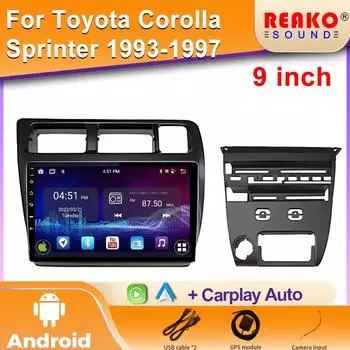 Android для Toyota Corolla Sprinter 1993 - 1997 CarPlay стерео радио плеер мультимедийный головной блок GPS навигация 2din 4 core 1GB+32GB carplay