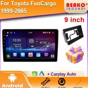 Android для Toyota FunCargo 1999-2005 Автомобильный радиоприемник DSP GPS Мультимедиа Видеоплеер Беспроводной CarPlay Android Auto 2din Stereo 4 core 1GB+32GB carplay