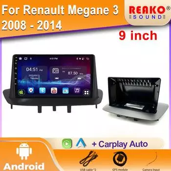 Android GPS автомобильное радио для Renault Megane 3 2008 - 2014 стерео мультимедийный видеоплеер DSP CarPlay 2din 2 Din DVD 4 core 1GB+32GB carplay