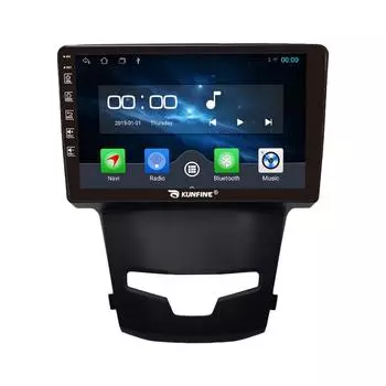 Android Радио CarPlay/Android Авто Автомобильная Навигация Мультимедийный Плеер GPS RDS DSP Стерео Для Ssangyong Korando 2013-2017 9 Inch чёрный