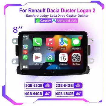 Android Радио Для Dacia Sandero Duster Captur Logan Symbol Docks Lodgy Мультимедиа CarPlay AUTO GPS Навигация SWC BT WiFi