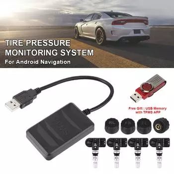 Android TPMS запасная шина внутренний внешний датчик система контроля давления в шинах для автомобильного радио DVD-плеера USB TPMS