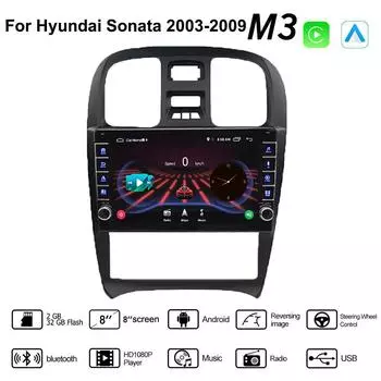 Android WIFI для Hyundai Sonata 2003-2009 с кнопкой, автомобильным радио, мультимедийным видеоплеером, 2 din Carplay, GPS Autoraido, 2 + 32 ГБ 1+16GB