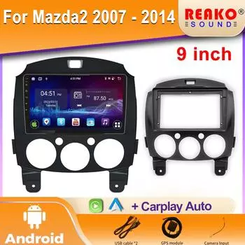 Android Wireless для Mazda2 2007 - 2014 Универсальный GPS WiFi Автомобильный Радио Мультимедиа Видео Плеер Навигация 4 core 1GB+32GB carplay