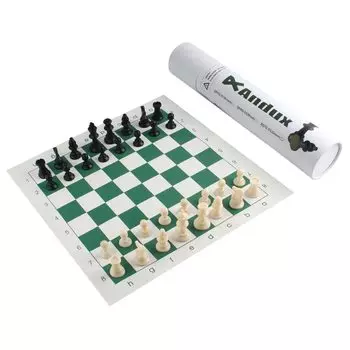 Andux International Chess Международная шахматная доска для начинающих Портативный дорожный набор XQTZ-01 (35x35см, Зеленый) зелёный