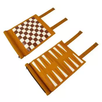 Andux Rollable Chess Set Backgammon Board Game Microfiber Portable Dual-use PGSLQ-01 (коричневый)