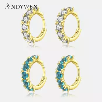 ANDYWEN 100% 925 Стерлинговое Серебро Синий Мятный Зеленый Синий CZ Обруч Женщины Роскошный Кристалл 2023 Ювелирные изделия M