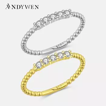 ANDYWEN, 100% стерлинговое серебро 925 пробы, размеры от 5 до 9, кольца с цирконием и фианитом, женские роскошные изысканные ювелирные изделия 2023 5