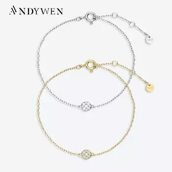 ANDYWEN 100% стерлингового серебра 925 пробы 5 мм CZ браслет-цепочка в стиле рок-панк женский роскошный свадебный ювелирный подарок M