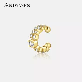 ANDYWEN 100% стерлингового серебра 925 пробы, легкие роскошные модные серьги-клипсы, круглые ювелирные изделия 2023 года M