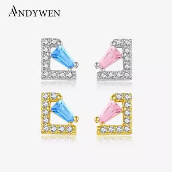 ANDYWEN 925 Sterling Silver Earrings Ladies Elegant Earrings Non-allergenic Earrings Fine Jewelry For Wedding Or m серебряный