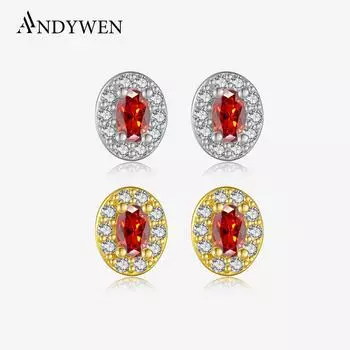 ANDYWEN Серьги-гвоздики из стерлингового серебра 925 пробы, женские роскошные серьги, не вызывающие аллергию серьги-гвоздики с нерегулярным кубическим цирконием, ювелирные украшения m серебряный