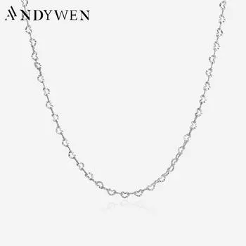 ANDYWEN из стерлингового серебра 925 пробы, цепочка в форме сердца, подвеска-шкафчик, роскошные ювелирные изделия, хрустальные рок-панк-драгоценности M