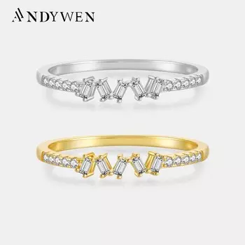ANDYWEN кольцо из стерлингового серебра 925 пробы с цирконом, женское роскошное свадебное кольцо в стиле рок-панк, модные украшения 6