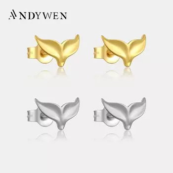 ANDYWEN новые серьги-гвоздики из стерлингового серебра 925 пробы, золотые серьги для женщин 2023, изысканные модные ювелирные изделия, подарок M