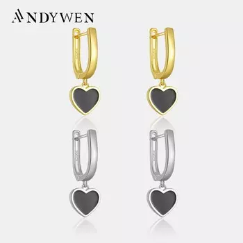 ANDYWEN новые серьги-подвески из стерлингового серебра 925 пробы, золотые серьги-подвески «Любовь», свадьба 2023, роскошные свадебные ювелирные украшения M