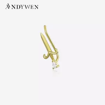 ANDYWEN серьги-гвоздики из стерлингового серебра 925 пробы с золотым цирконием, серьги-гвоздики «Любовь», женские ювелирные изделия, 2023, тонкие ювелирные изделия с кристаллами M