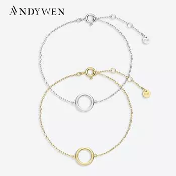 ANDYWEN, стерлинговое серебро 925 пробы, 10 мм, простой круглый кулон, браслет-цепочка, женские роскошные ювелирные изделия, 2023, драгоценности в стиле рок-панк M