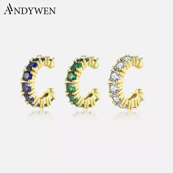 ANDYWEN стерлингового серебра 925 пробы, легкие роскошные роскошные серьги из искусственного циркона, женские роскошные ювелирные украшения M