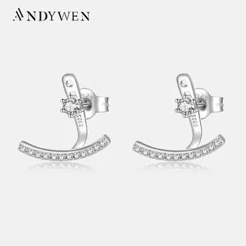 ANDYWEN стерлингового серебра 925 пробы с цирконом Pave, серьги-гвоздики для пирсинга, ювелирные изделия для пирсинга, подарок, модные драгоценности M