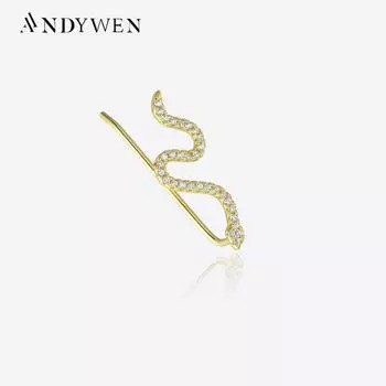 ANDYWEN, стерлингового серебра 925 пробы, золота, детские серьги-змеи, женские серьги-гвоздики, 2023, одиночные женские украшения для пирсинга M