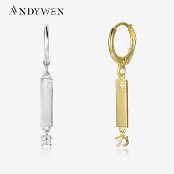 ANDYWEN стерлингового серебра 925 пробы, золотые серьги, серьги-капли, женские свадебные роскошные изящные ювелирные изделия, зима 2023, удачные ювелирные изделия M