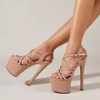 Aneikeh Summer Sexy Super Platform women s pumps Party women s pumps Super high heels 16 cm women s buckle sandals 35 белый