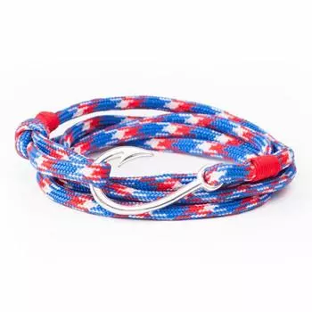 AnemosS Fishing Hook Detaile Men s Rope Bracelet - Blue & Red