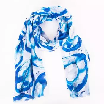 AnemosS Tide Scarf, Silk Fabric, Ethnic Pattern, Special Artist Design, 90x170 cm / 35.4x66.9 in, Hair and Bag Accessory