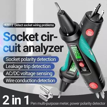 Aneng A3012 Ручка для измерения напряжения Бесконтактный инструмент для измерения напряжения переменного и постоянного тока Многофункциональный анализатор цепей стандарта ЕС и США