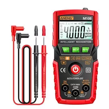ANENG M108 Интеллектуальный цифровой мультиметр с автоматическим диапазоном 4000 отсчетов, универсальный портативный измеритель NCV