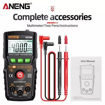 ANENG M108 Мини-цифровой мультиметр, 4000 отсчетов, автоматический тестер, цифровой мультиметр, профессиональный тестер, электрический мультиметр, тест